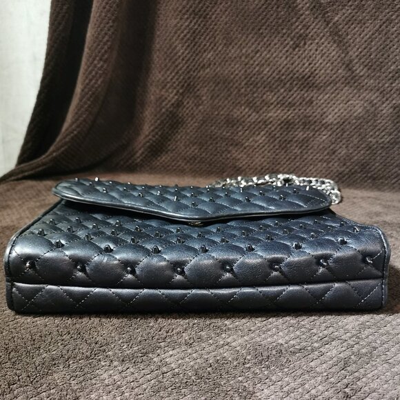Black/Silver Quilted/Studded Crossbody/Shoulder Bag EUC #254 - Picture 13 of 16